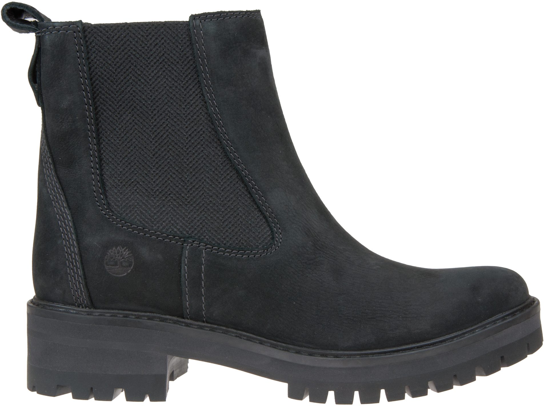 timberland courmayeur valley black leather chelsea pull on ankle boots