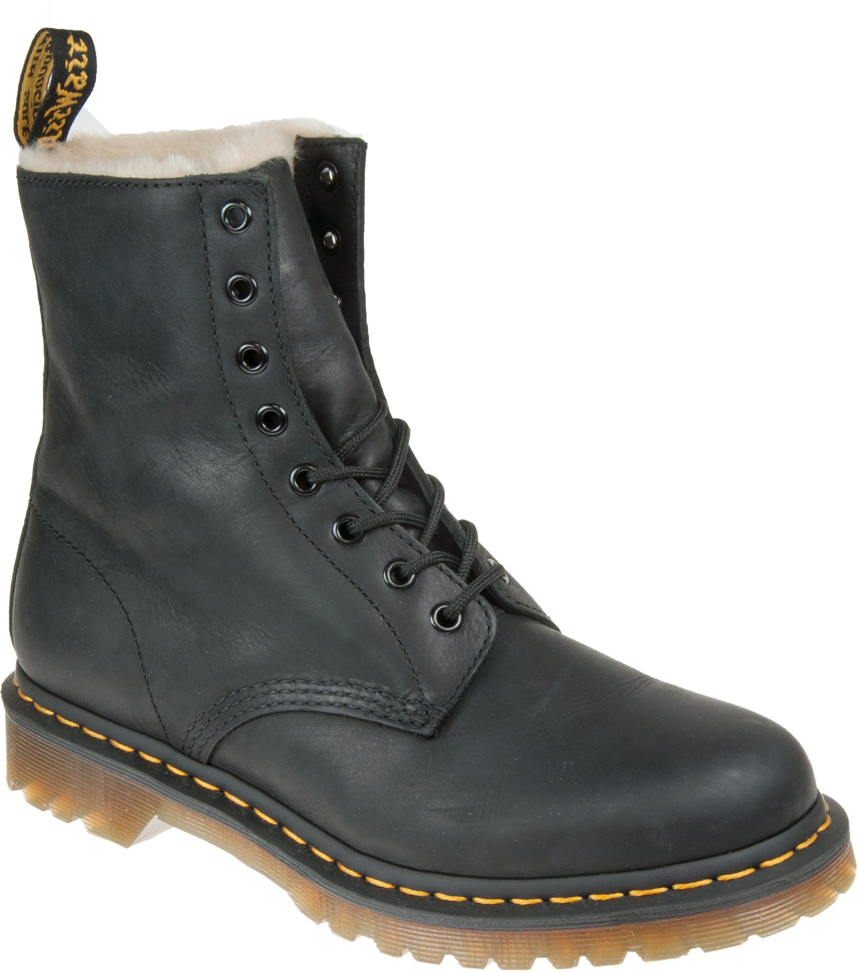 1460 serena leather faux fur lined combat booties