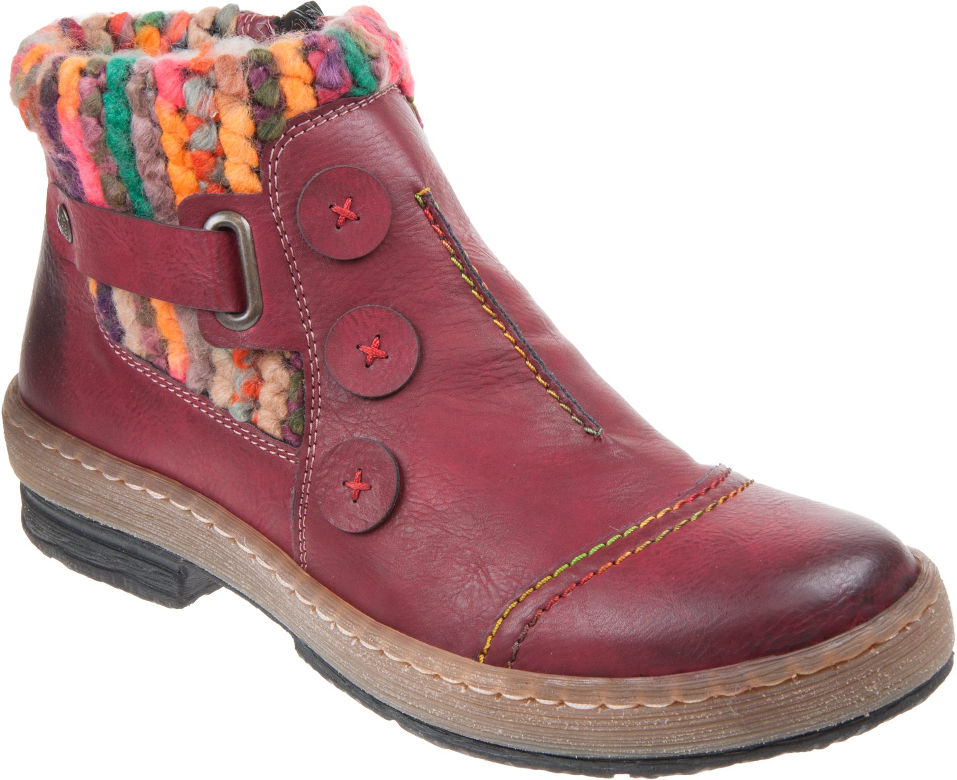 Rieker Women's Felicitas 41 Boot - Ankle Boot With Blanket-Woven Collar, Side Zipper, And Fleece Lining