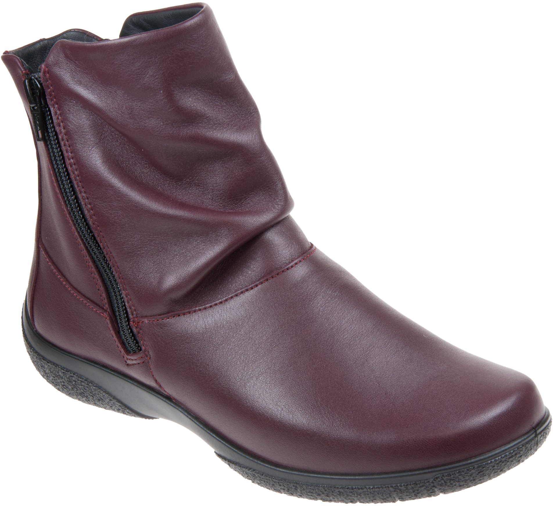 Hotter Whisper Maroon Leather WHISP1 Ankle Boots Humphries Shoes