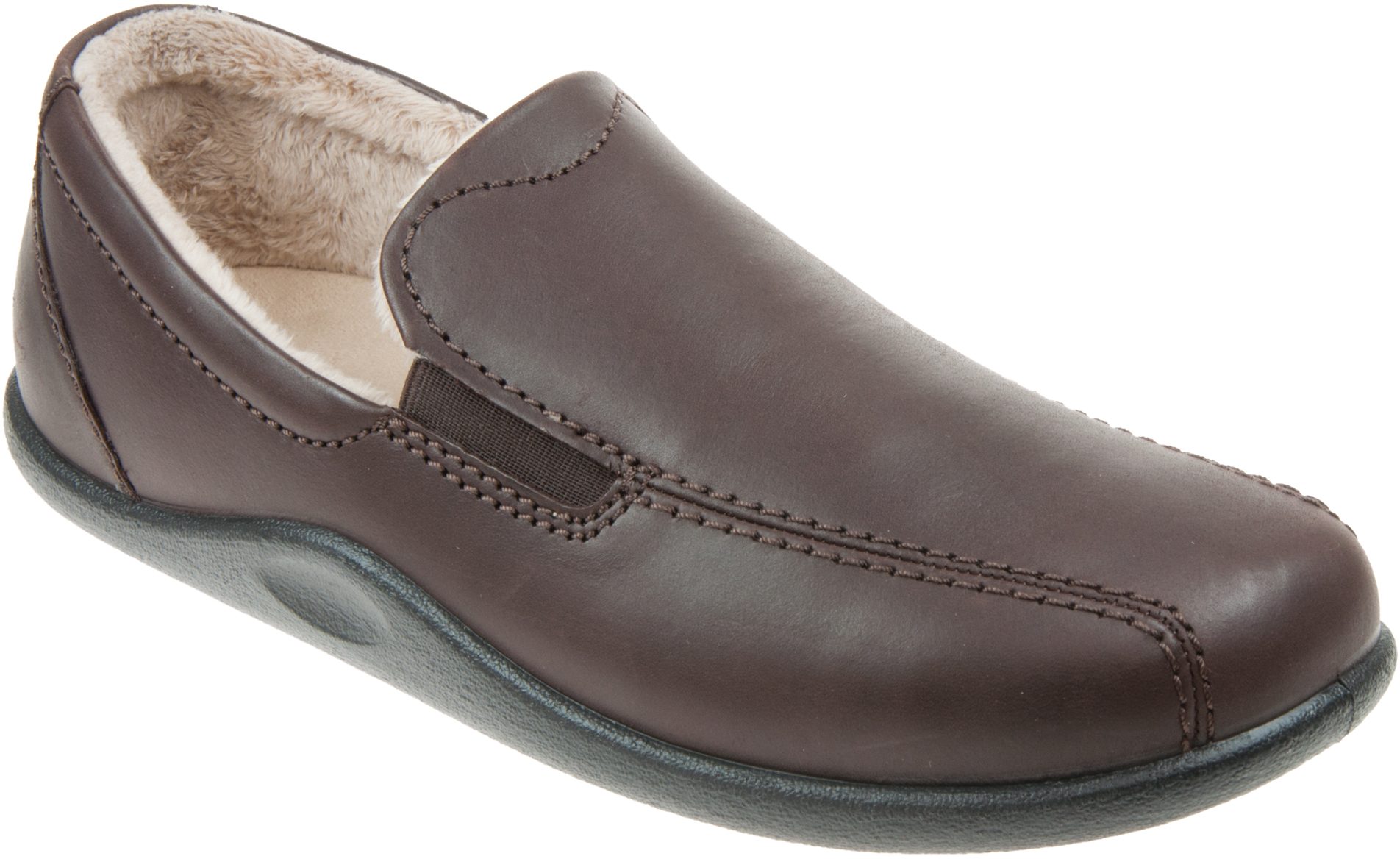 Hotter Relax Dark Brown Leather RELAX1 Full Slippers Humphries Shoes