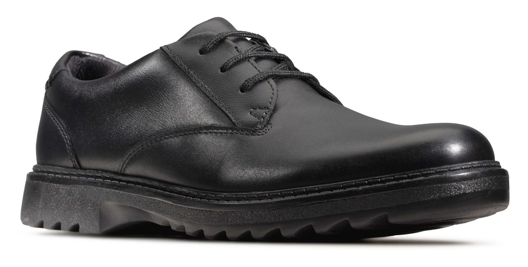 Clarks Asher Jazz Youth Black Leather 26149400 - Boys School Shoes ...