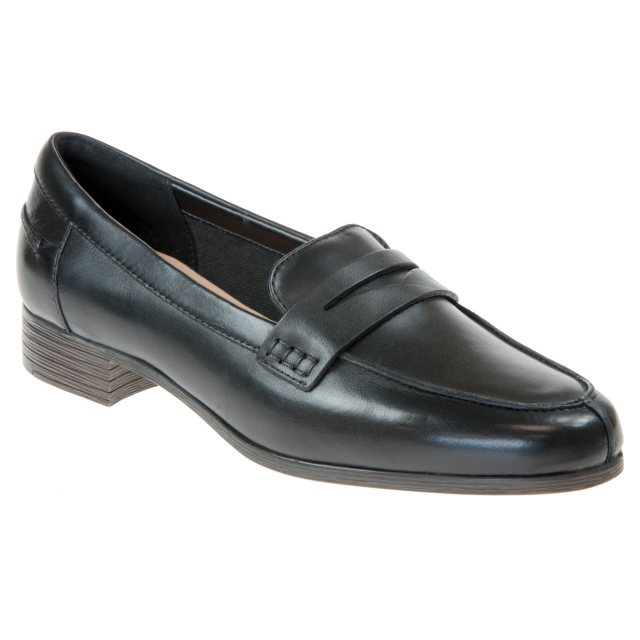 Clarks black leather loafers sale