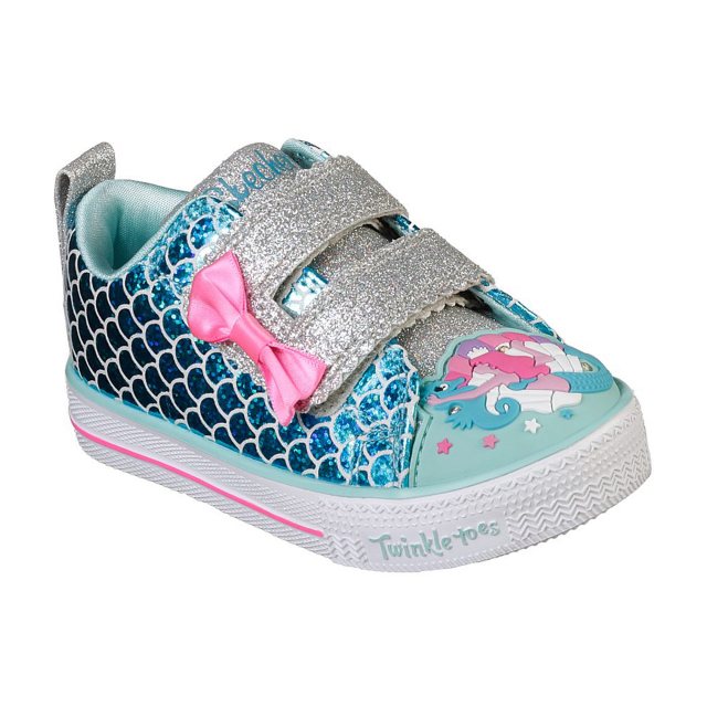 Skechers Twinkle Toes Shuffle Lite Mermaid Parade Turquoise Multi 20163N TQMT Girls Trainers Humphries Shoes