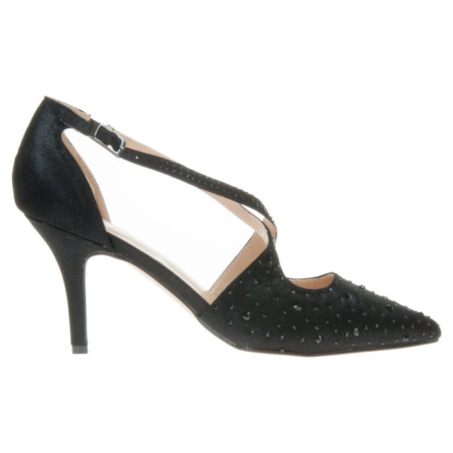 Lotus Panache Black Diamante ULS208BJ Court Shoes Humphries