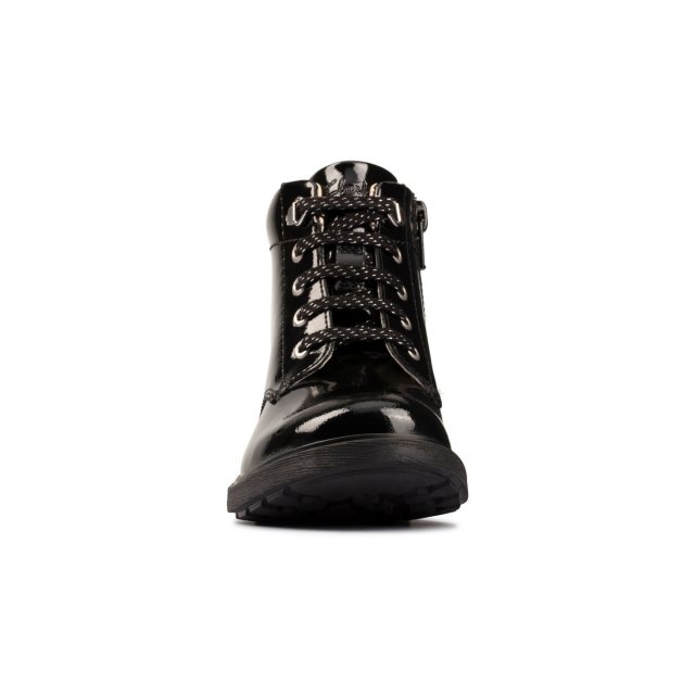 Clarks Astrol Lace Kid Black Patent 26152695 Girls Boots