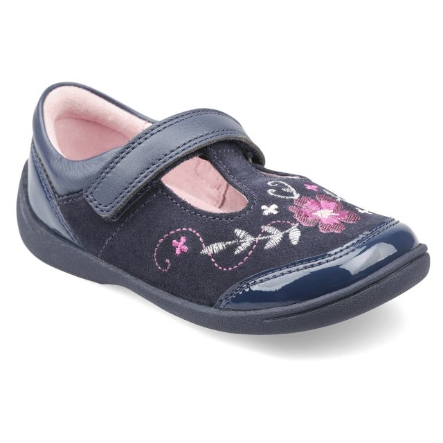 Start-Rite Dance Navy Suede Patent 1482_9 Girls Shoes