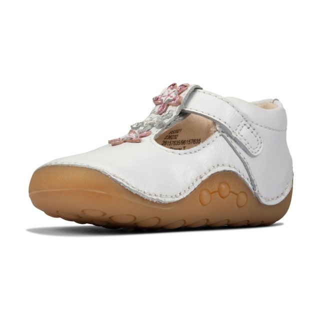 Clarks Tiny Flower Toddler White Leather 26157635 Girls Shoes Humphries Shoes