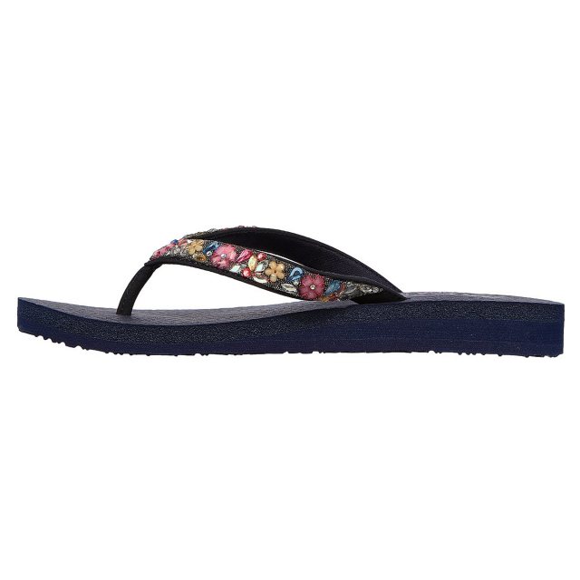 Skechers Meditation Daisy Garden Navy Multi 119153 NVMT Toe Post Sandals Humphries Shoes