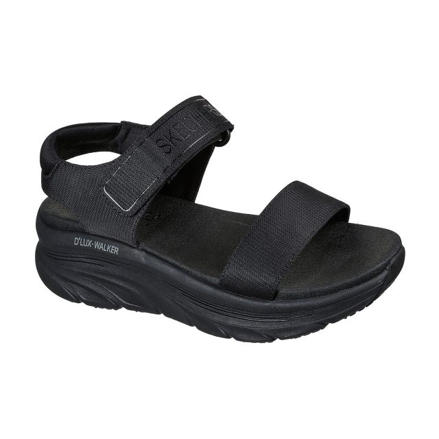 Skechers D'Lux Walker - New Block Black 119226 BBK - Full Sandals ...