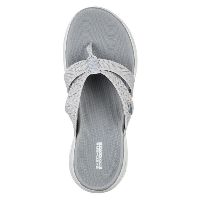 Skechers GOwalk 5 Sun Kiss Grey 140085 GRY Toe Post Sandals Humphries Shoes