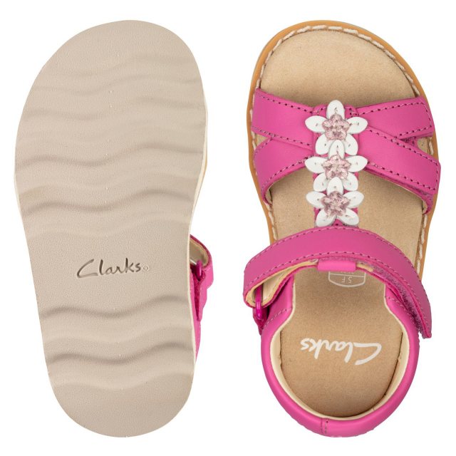 Clarks Crown Flower Toddler Hot Pink Leather 26160117 First Walkers Humphries Shoes