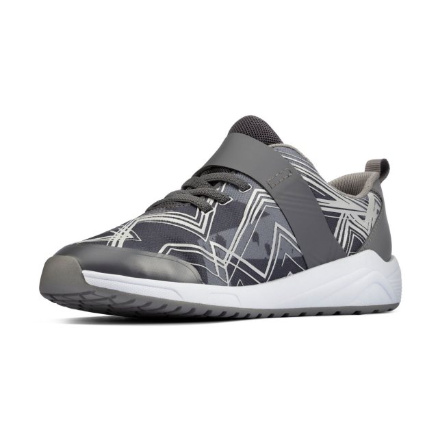 Clarks Aeon Pace Youth Grey Combi 26161133 Boys Trainers