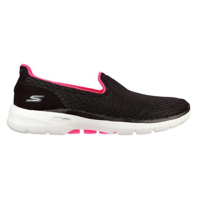 Skechers GOwalk 6 Big Splash Black Hot Pink 124508 BKHP Everyday Shoes Humphries Shoes