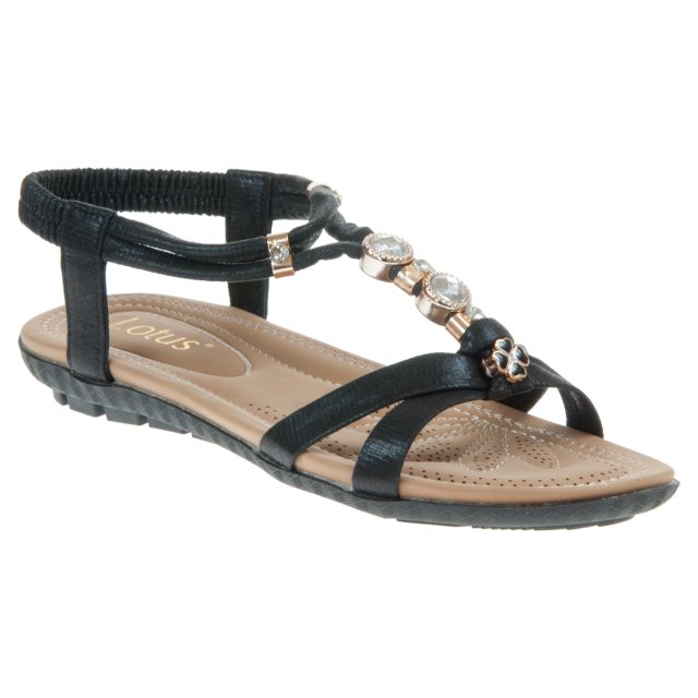 Lotus Bettina Black ULP214BB - Full Sandals - Humphries Shoes