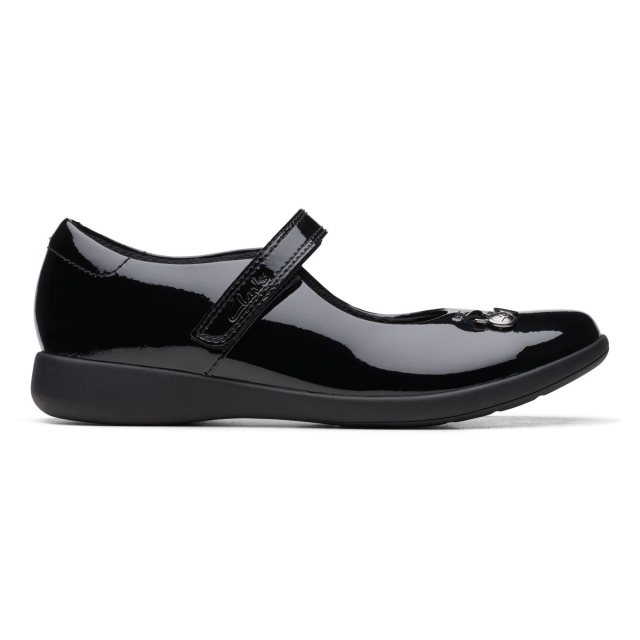 Clarks Etch Mist Older Black Patent Girls Shoes - Humphries Shoes