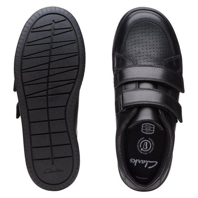 Clarks Fawn Strap Older Black Leather 26167980 Boys School Shoes Humphries Shoes