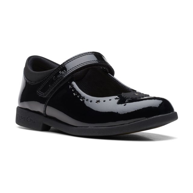 Clarks Magic Step Bar Kid Black Patent 26169709 Girls School Shoes Humphries Shoes