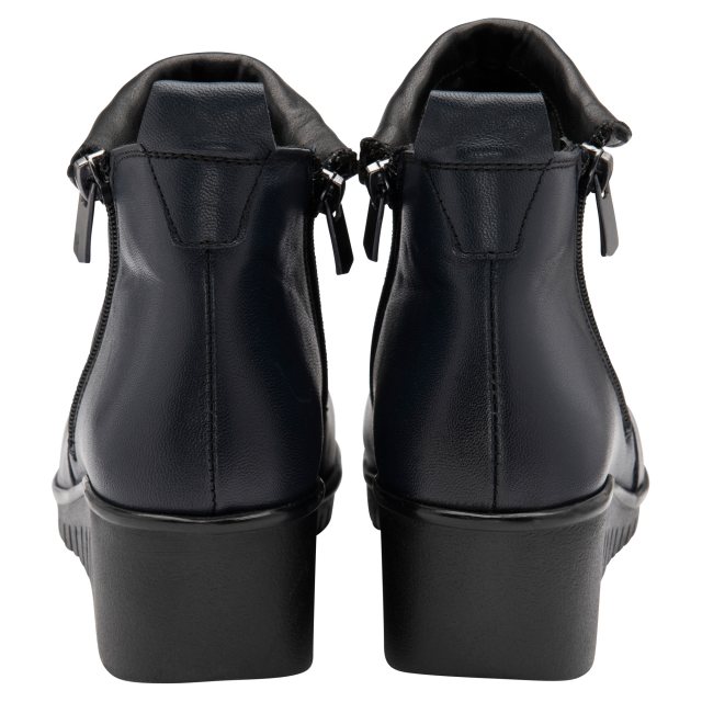 Cordelia Navy Leather Cordelia Wedge Ankle Boots | Lotus