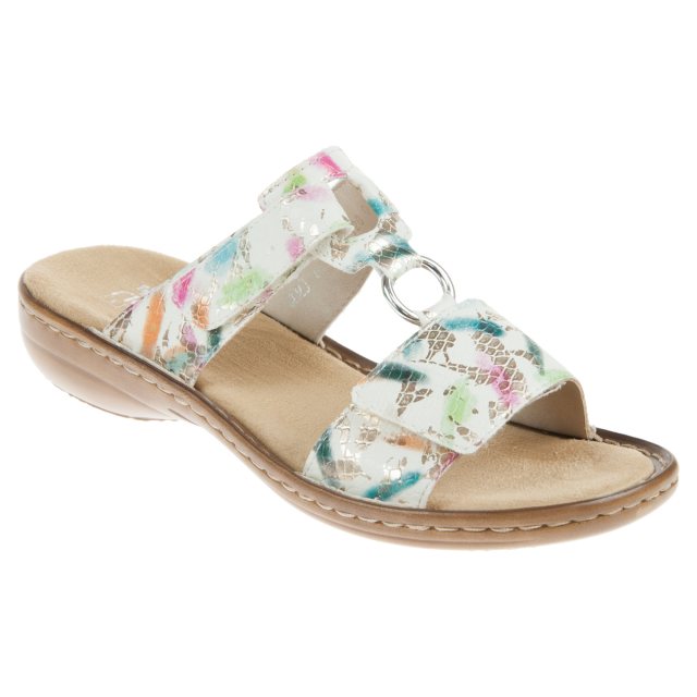 blæse hul mærke Sætte Rieker Lucy White Multi 608P9-92 - Mule Sandals - Humphries Shoes