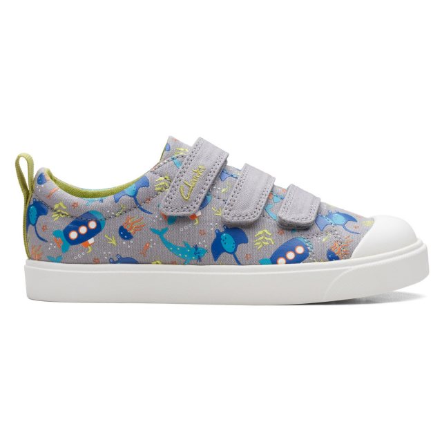Clarks City Vibe Kid Grey Combi 26170249 Boys Canvas Styles