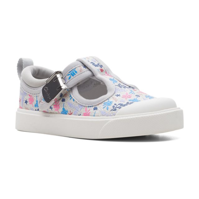 Clarks City Dance Toddler Silver Combi 26172138 Girls Canvas Styles Humphries Shoes