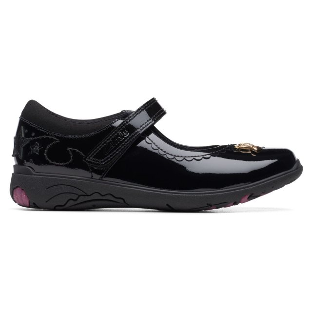 Clarks ladies patent shoes discount
