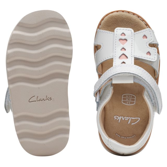 Clarks Crown Beat Toddler White Patent 26172639 Girls Sandals Humphries Shoes