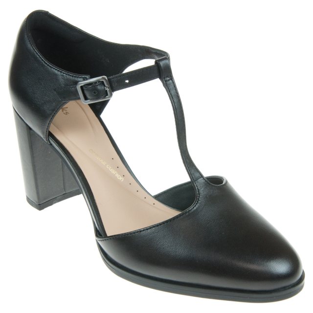 Clarks Freva85 Bar Black Leather 26171952 Court Shoes Humphries Shoes