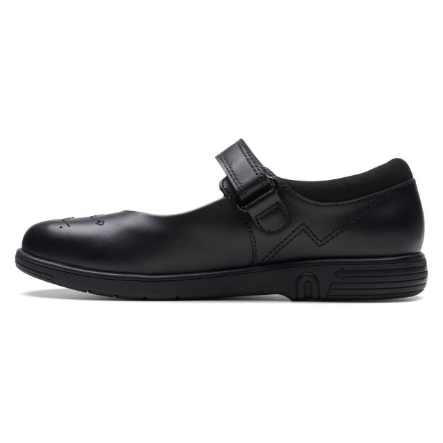 靴 JANE SMITH FULL BROGUE SLIPPER Clarks Jazzy Jig Kids Black Leather 26175306 - Girls School Shoes