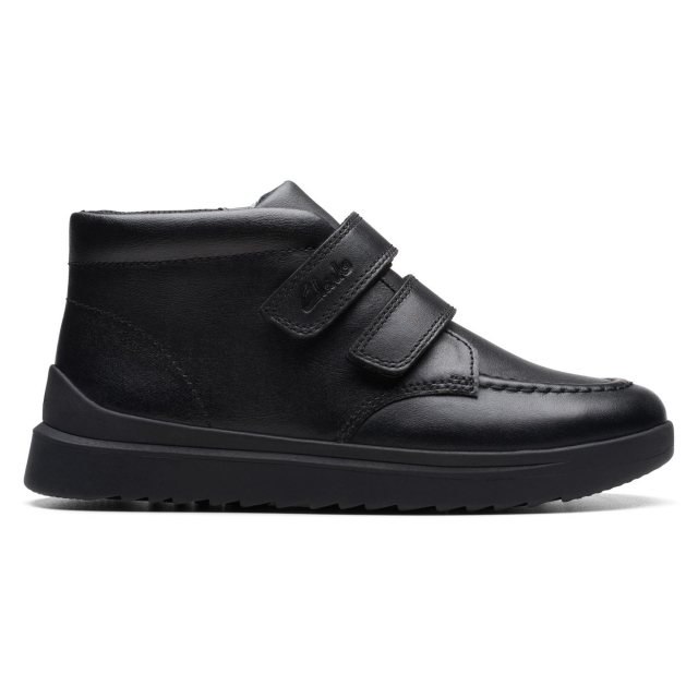 Clarks Goal Strap Kids Black Leather 26175353 Boys School Shoes