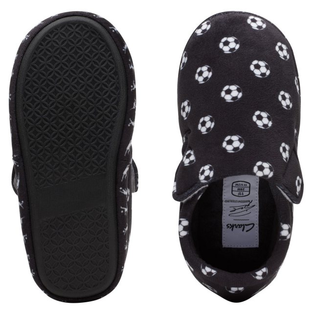 Clarks Fluffy Goal Kids Black 26175523 Boys Slippers Humphries
