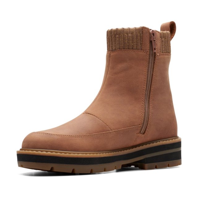 Clarks Prague Top Kids Light Tan 26174998 Girls Boots