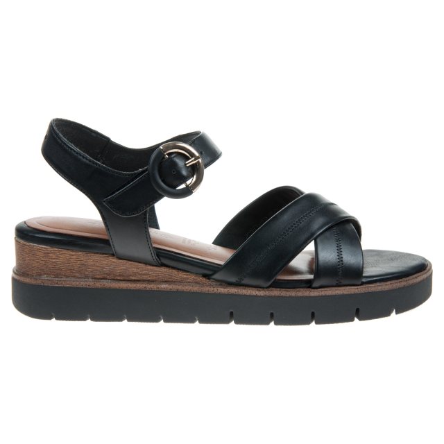 Tamaris 28202-42 Black Leather 28202-42 003 Full Sandals
