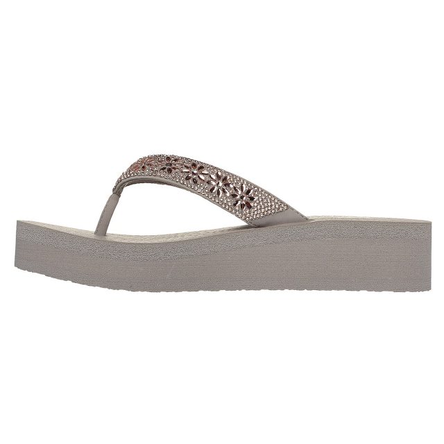 Skechers Vinyasa Wild Daisies Taupe 119638 TPE Toe Post Sandals Humphries Shoes