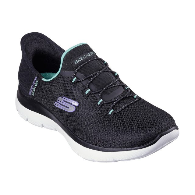 Skechers Slip Ins Summits Diamond Dream Black Turquoise 150123 BKTQ Everyday Shoes Humphries Shoes