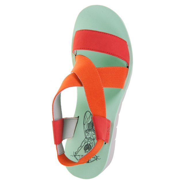 Fly London Yabi 922 Red / Orange / Mint P144922012 - Full Sandals