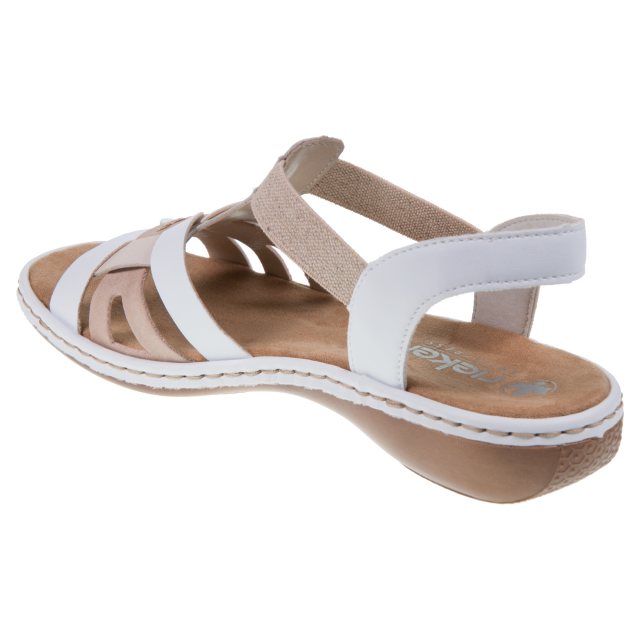 Rieker 65918 Regina Pebble / White 65918-81 - Full Sandals