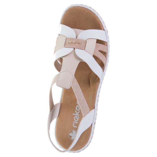Rieker 65918 Regina Pebble / White 65918-81 - Full Sandals