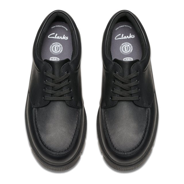 Clarks Lorcam Edge Youth Black Leather 26178303 Boys School