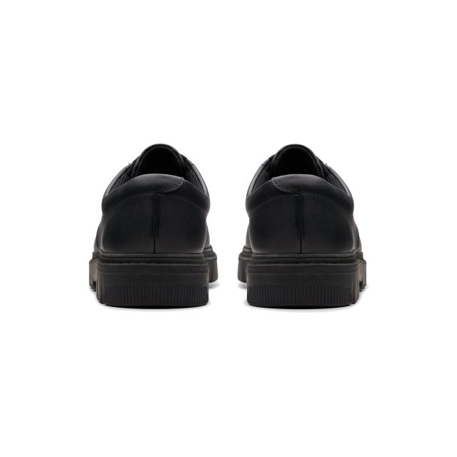 Clarks Boys Leather Lorcam Loop Shoes in Black (Wide Fit)