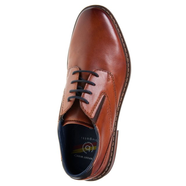 Bugatti Herren Business Schuh 'Labato' – Kognakbraunes Leder Mit Schwarzen Details