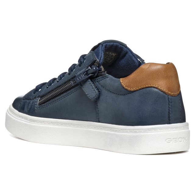 Geox J Elvis H Boys' Leather Sneakers - Navy Blue - View #7
