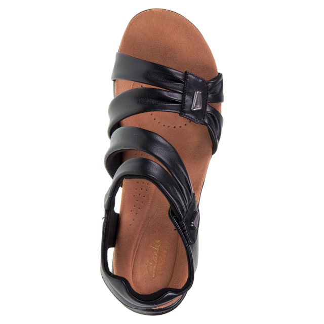 Clarks Kitly Ave Black Leather 26177303 Full Sandals Humphries