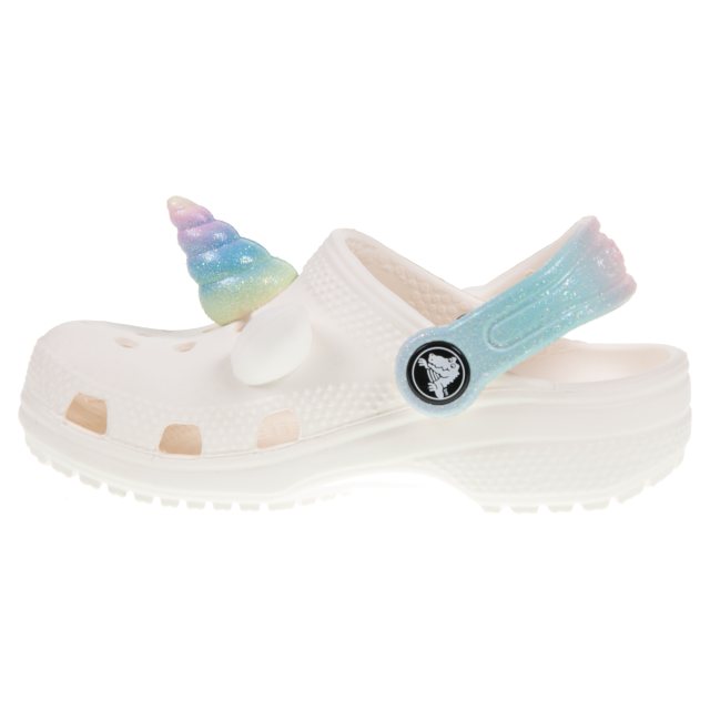 Crocs Rainbow Unicorn Clog Toddler Chalk 209701 0WV Girls Shoes