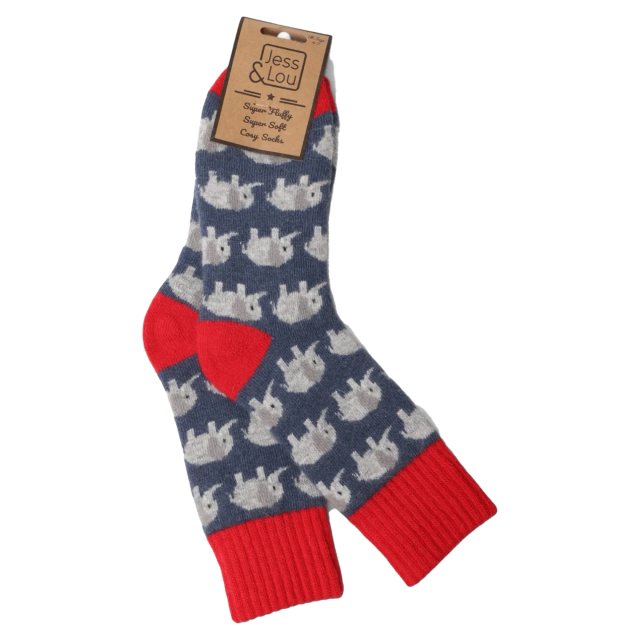 Jess & Lou Elephants Ribbed Socks