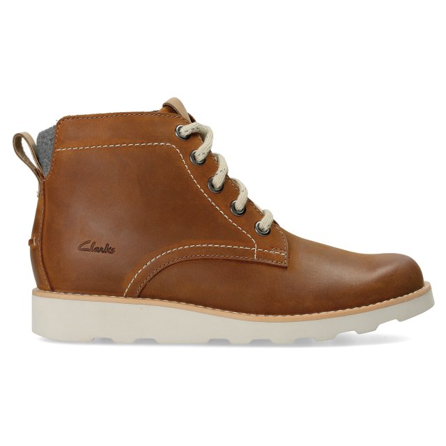 Clarks Dexy Top Junior Brown Leather 26130149 Boys Boots Humphries Shoes