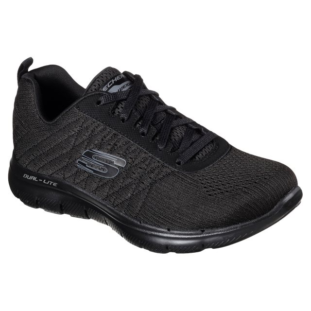 skechers black flex appeal 2.0 break free trainers