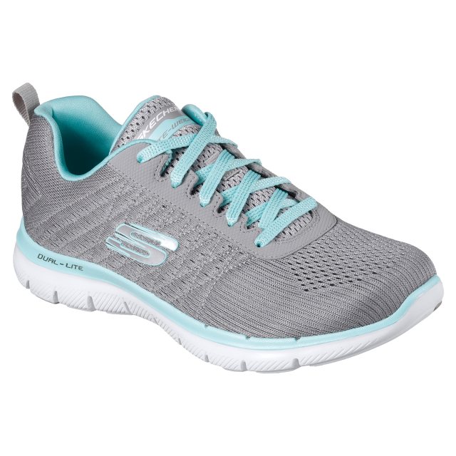 Primer ministro Volverse loco Cereza Skechers Flex Appeal 2.0 - Break Free Grey / Light Blue 12757 GYLB - Womens  Trainers - Humphries Shoes