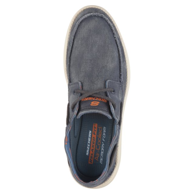 caballo de fuerza Arriba Regaño Skechers Status - Melec Navy 64644 NVY - Boat Shoes - Humphries Shoes